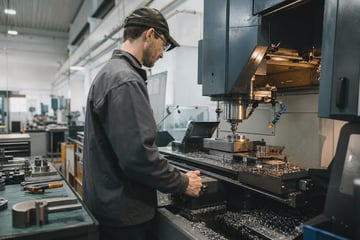 Cnc machining center at a commercial worksite, illustrating manufacturing equipment financing: how to get funded without draining your credit line
