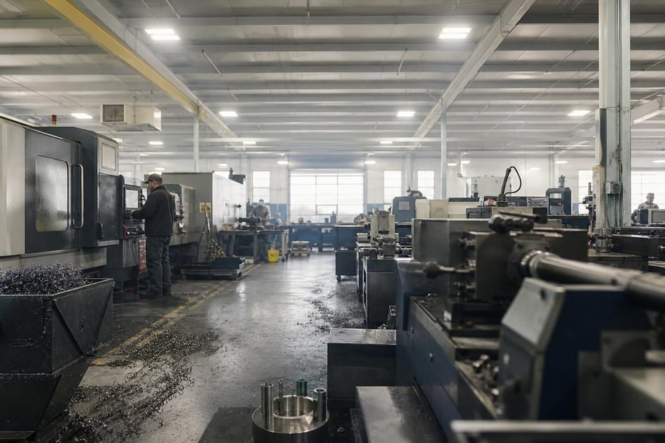 Cnc machining center at a commercial worksite, illustrating manufacturing equipment financing qualify for