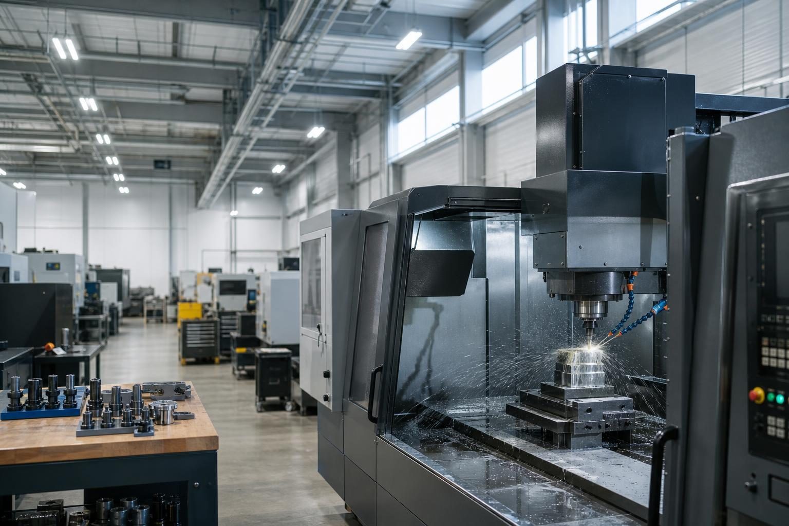 Cnc machining center at a commercial worksite, illustrating manufacturing equipment financing rates