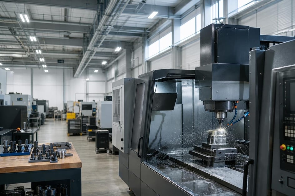 Cnc machining center at a commercial worksite, illustrating manufacturing equipment financing rates