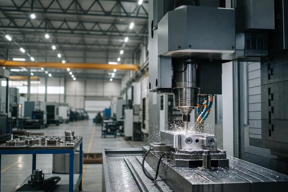 Cnc machining center at a commercial worksite, illustrating manufacturing equipment financing requirements