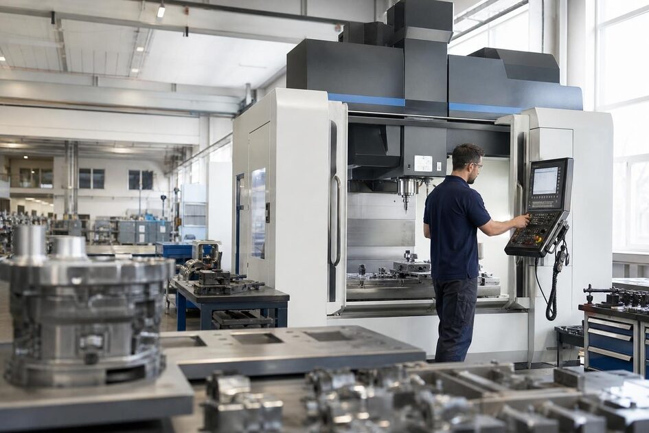 Cnc machining center at a commercial worksite, illustrating manufacturing equipment financing terms