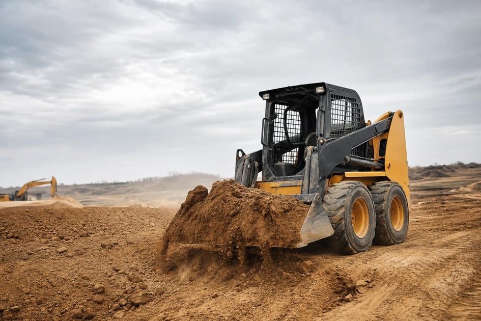 Skid steer at a commercial worksite, illustrating skid steers financing in illinois