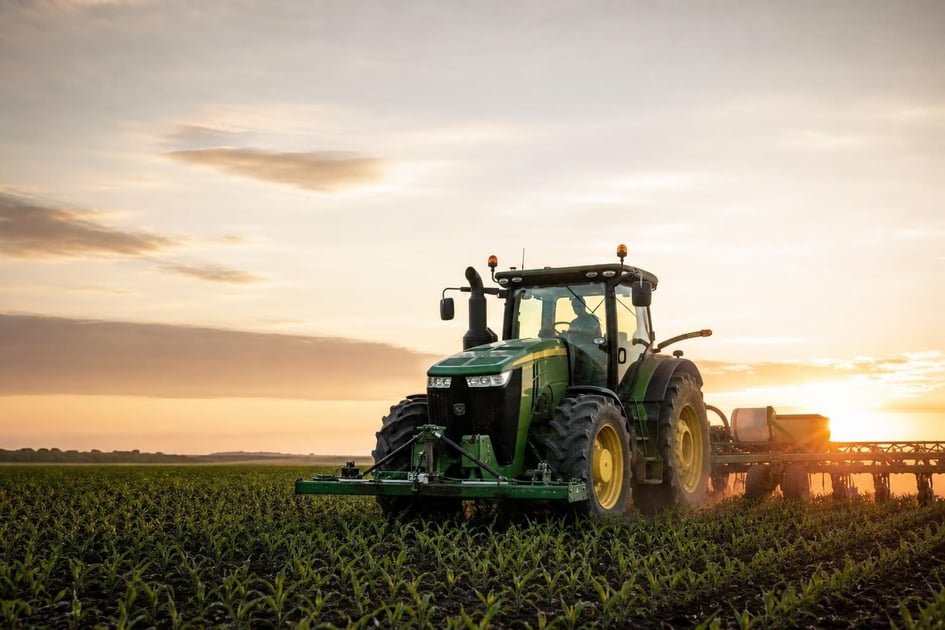Tractor at a commercial worksite, illustrating tractors financing rates: what to expect