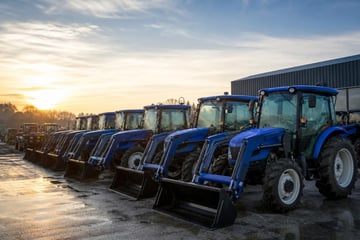 Tractors at a commercial worksite, illustrating tractors financing with no down payment: what to expect