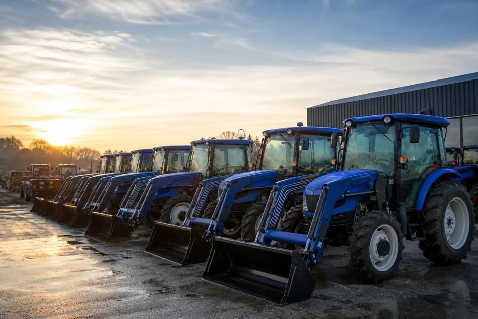 Tractors at a commercial worksite, illustrating tractors financing with no down payment: what to expect