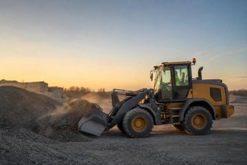 Wheel loaders at a commercial worksite, illustrating wheel loaders financing for small business: what to expect