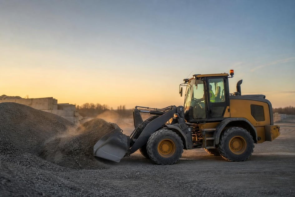 Wheel loaders at a commercial worksite, illustrating wheel loaders financing for small business: what to expect