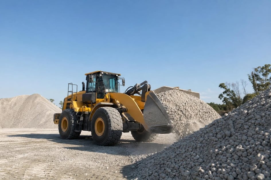 Wheel loader at a commercial worksite, illustrating wheel loaders financing in florida