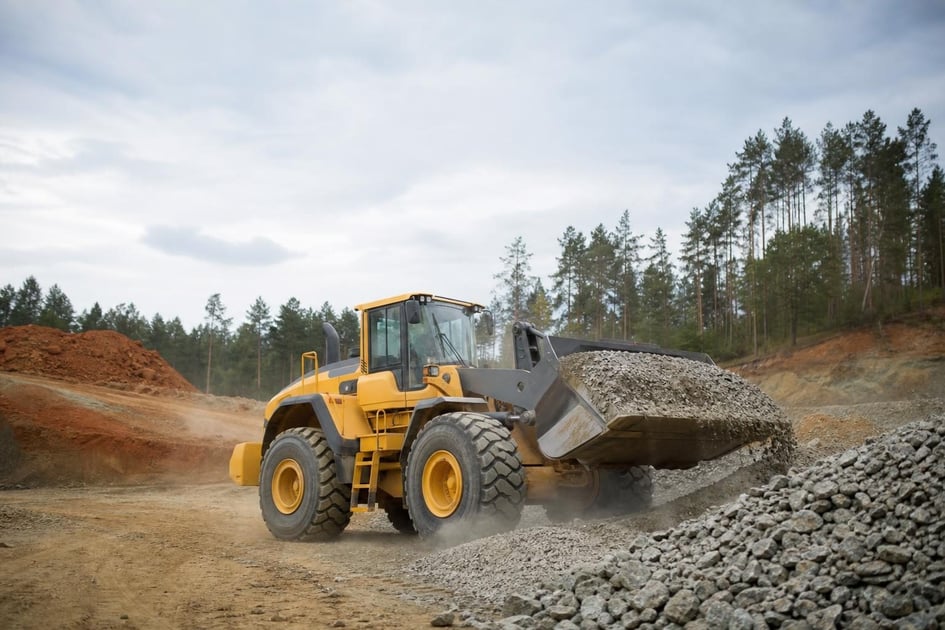 Wheel loader at a commercial worksite, illustrating wheel loaders financing in north carolina