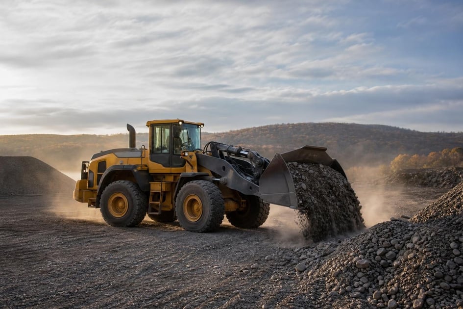 Wheel loaders at a commercial worksite, illustrating wheel loaders financing in pennsylvania