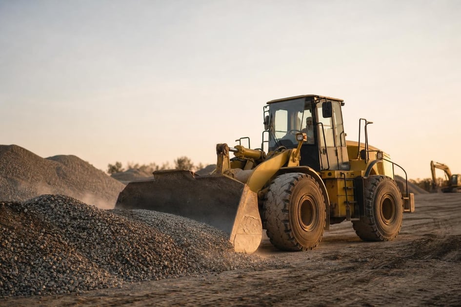 Wheel loader at a commercial worksite, illustrating wheel loaders financing requirements: what to expect