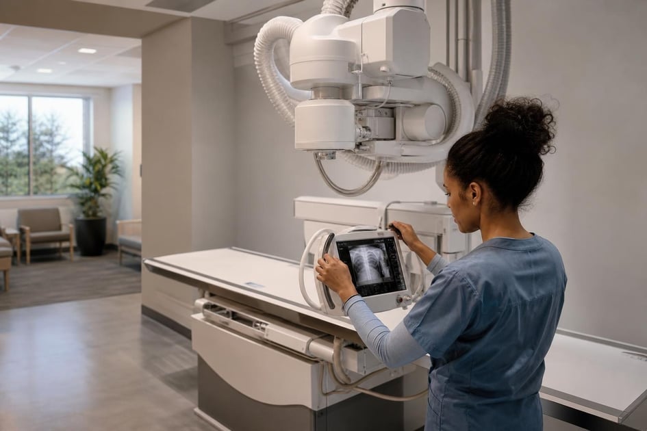 Digital x-ray system at a commercial worksite, illustrating x ray machine financing for small business: what to expect