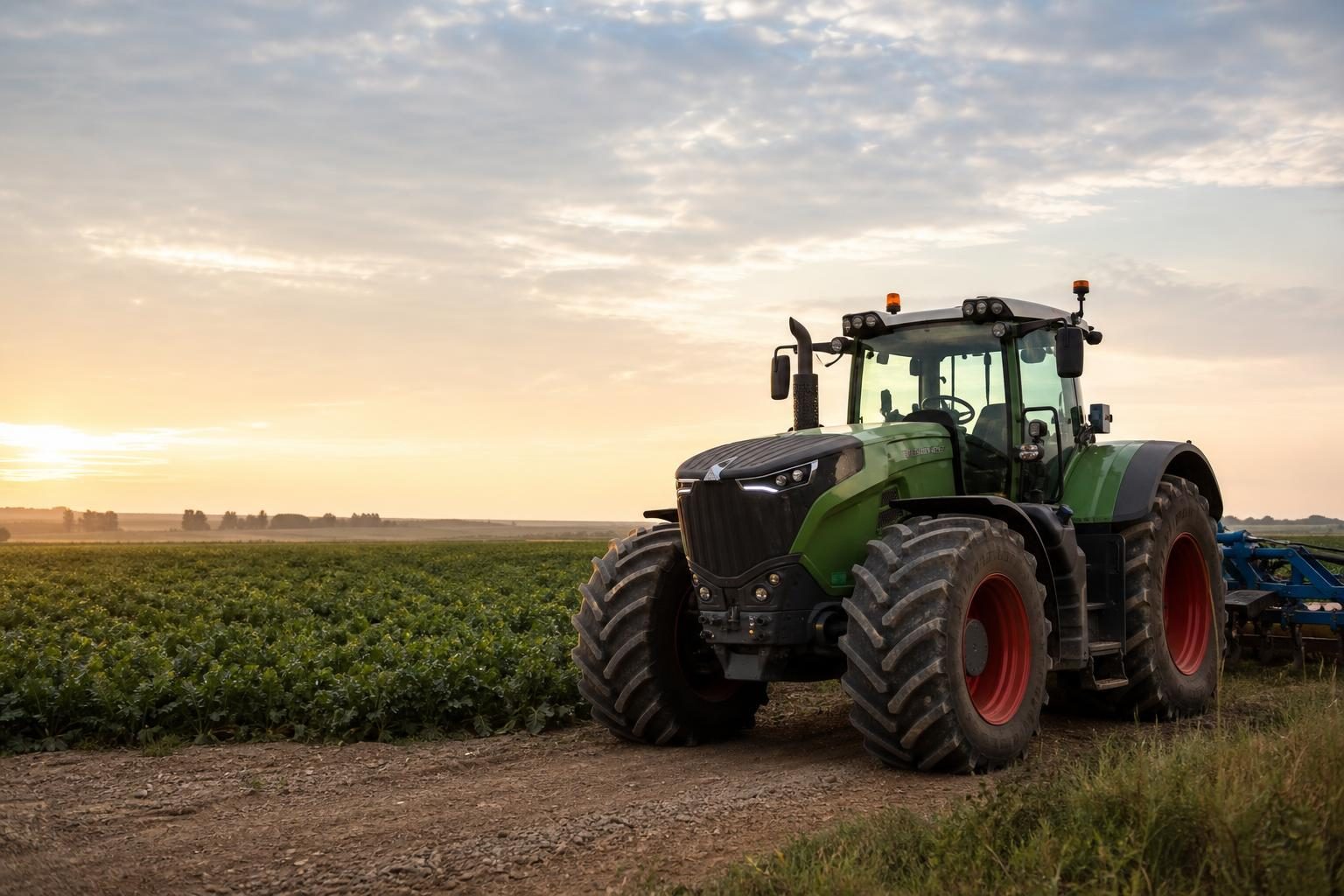 Tractor in field at a commercial worksite, illustrating agriculture equipment financing no money down