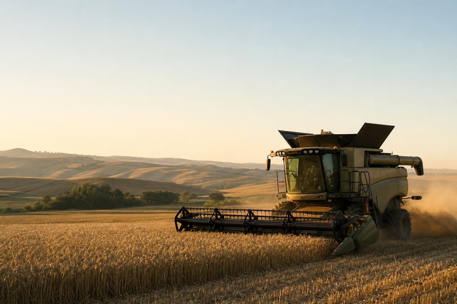 Combine harvester at a commercial worksite, illustrating agriculture equipment financing requirements