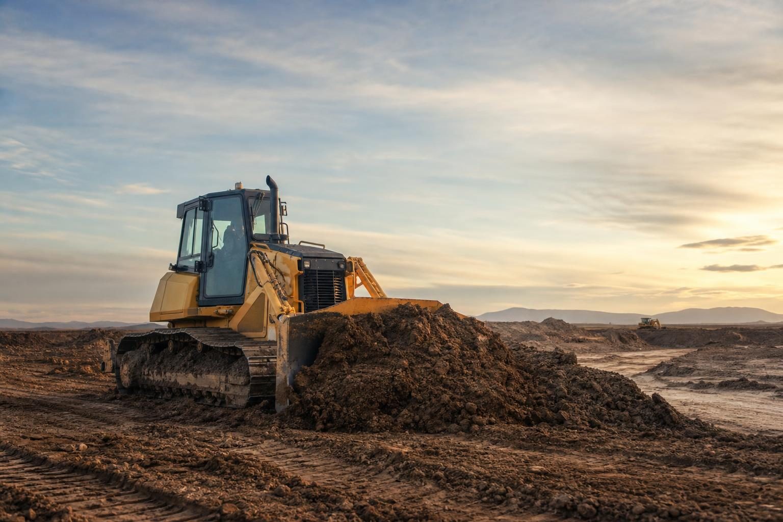 Bulldozer at a commercial worksite, illustrating bulldozers financing for small business: what to expect