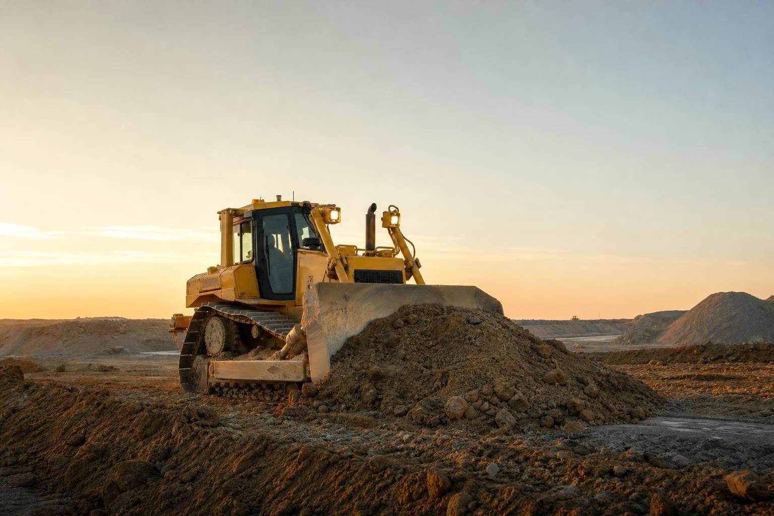 Bulldozers at a commercial worksite, illustrating bulldozers financing rates: what to expect