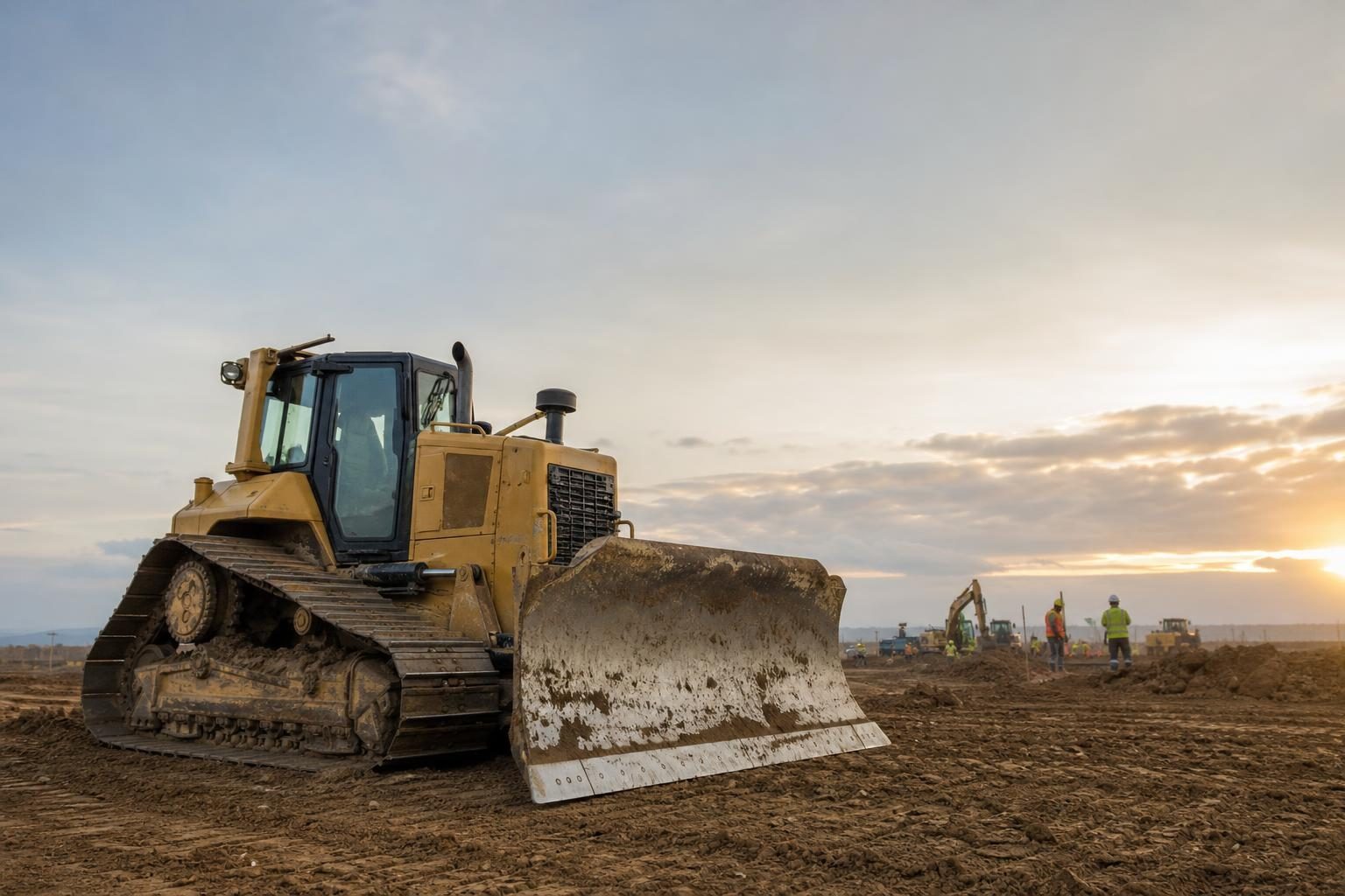 Used bulldozer at a commercial worksite, illustrating bulldozers financing used: what to expect