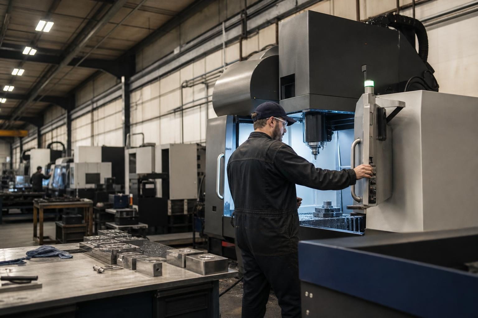 Cnc machine at a commercial worksite, illustrating cnc machines financing bad credit: what to expect