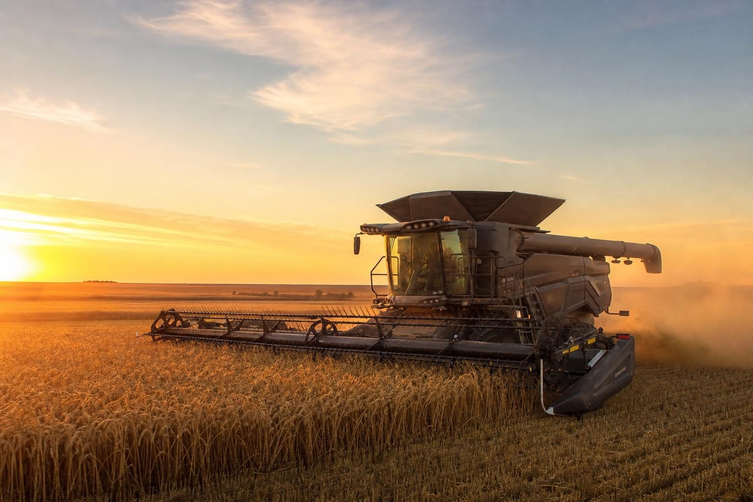 Combine harvester at a commercial worksite, illustrating combines financing no money down: what to expect