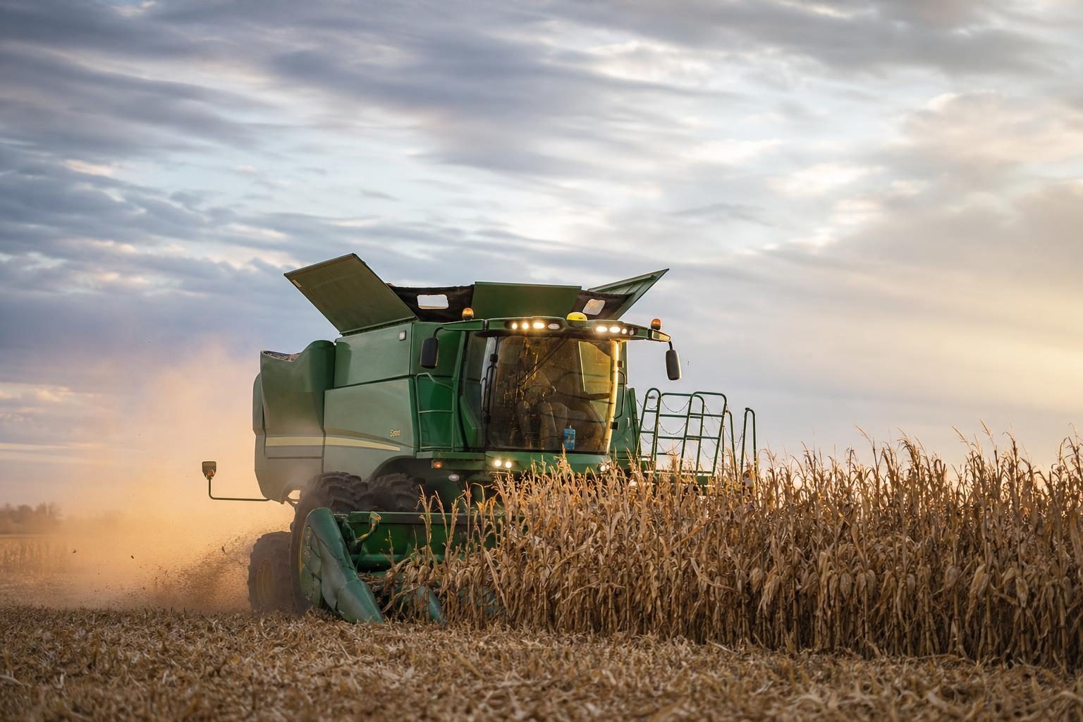 Combine harvester at a commercial worksite, illustrating combines financing rates: what to expect