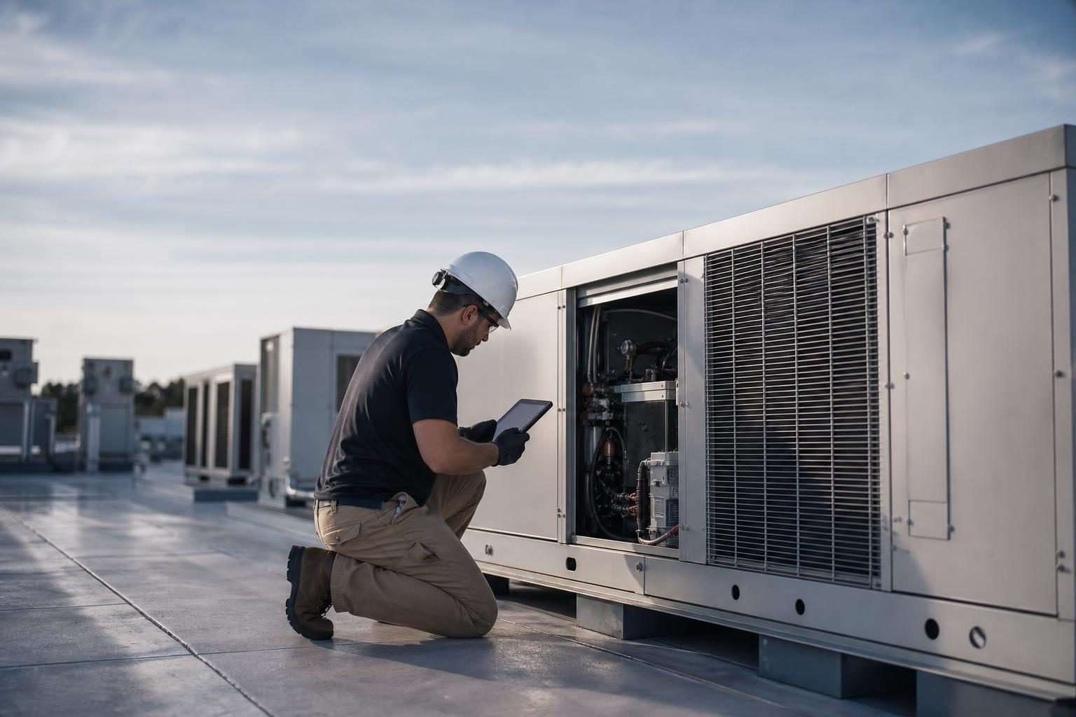 Commercial hvac units at a commercial worksite, illustrating commercial hvac system financing qualify for: what to expect