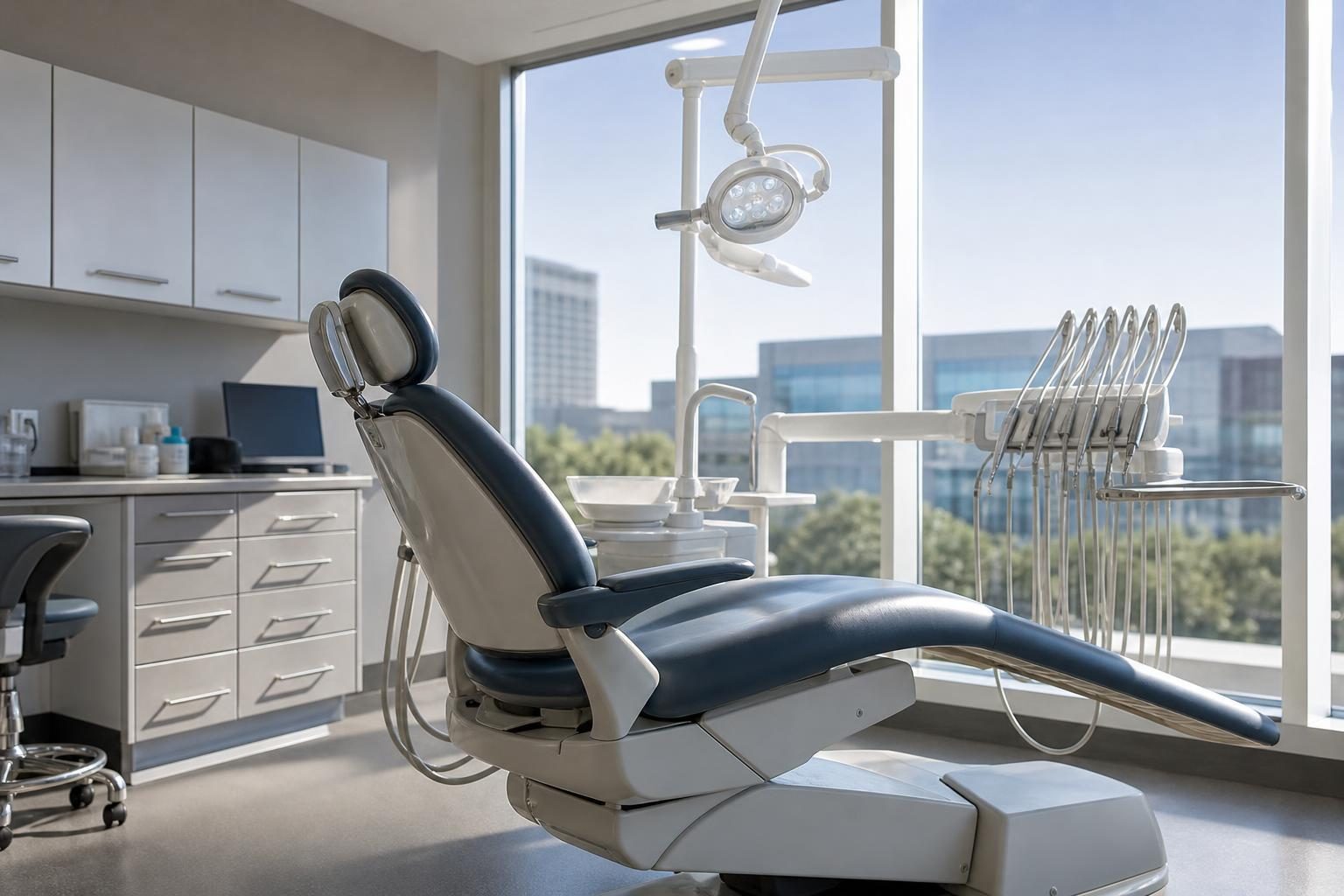 Dental chairs at a commercial worksite, illustrating dental chairs financing rates: what to expect