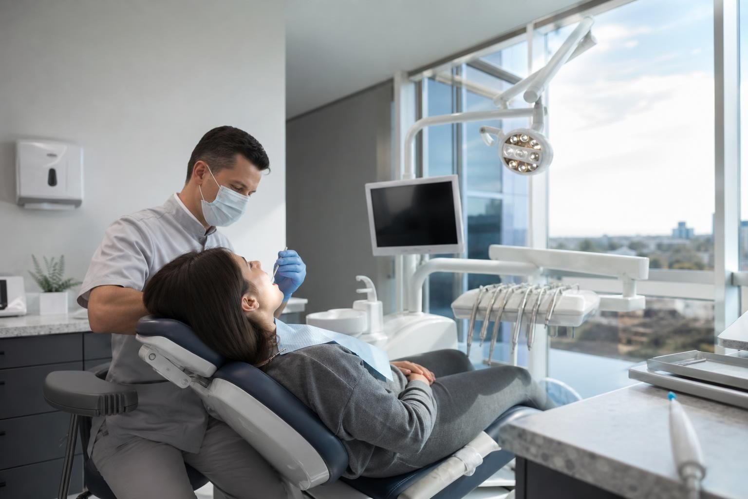 Dental chairs at a commercial worksite, illustrating dental chairs financing with no down payment: what to expect