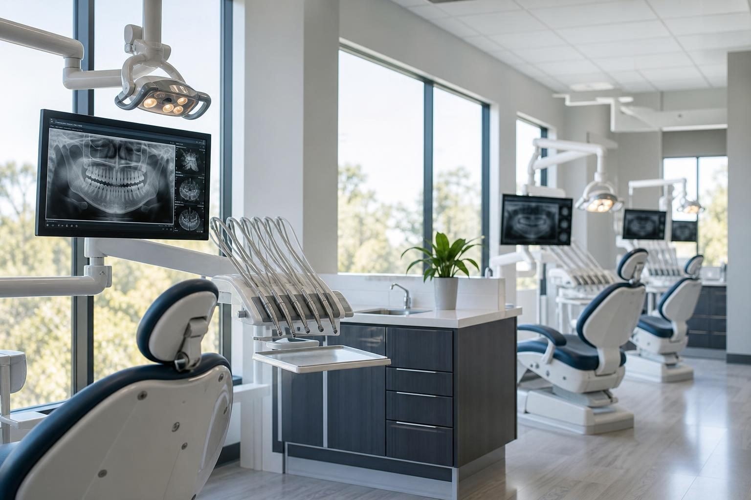 Dental operatory at a commercial worksite, illustrating dental equipment financing rates