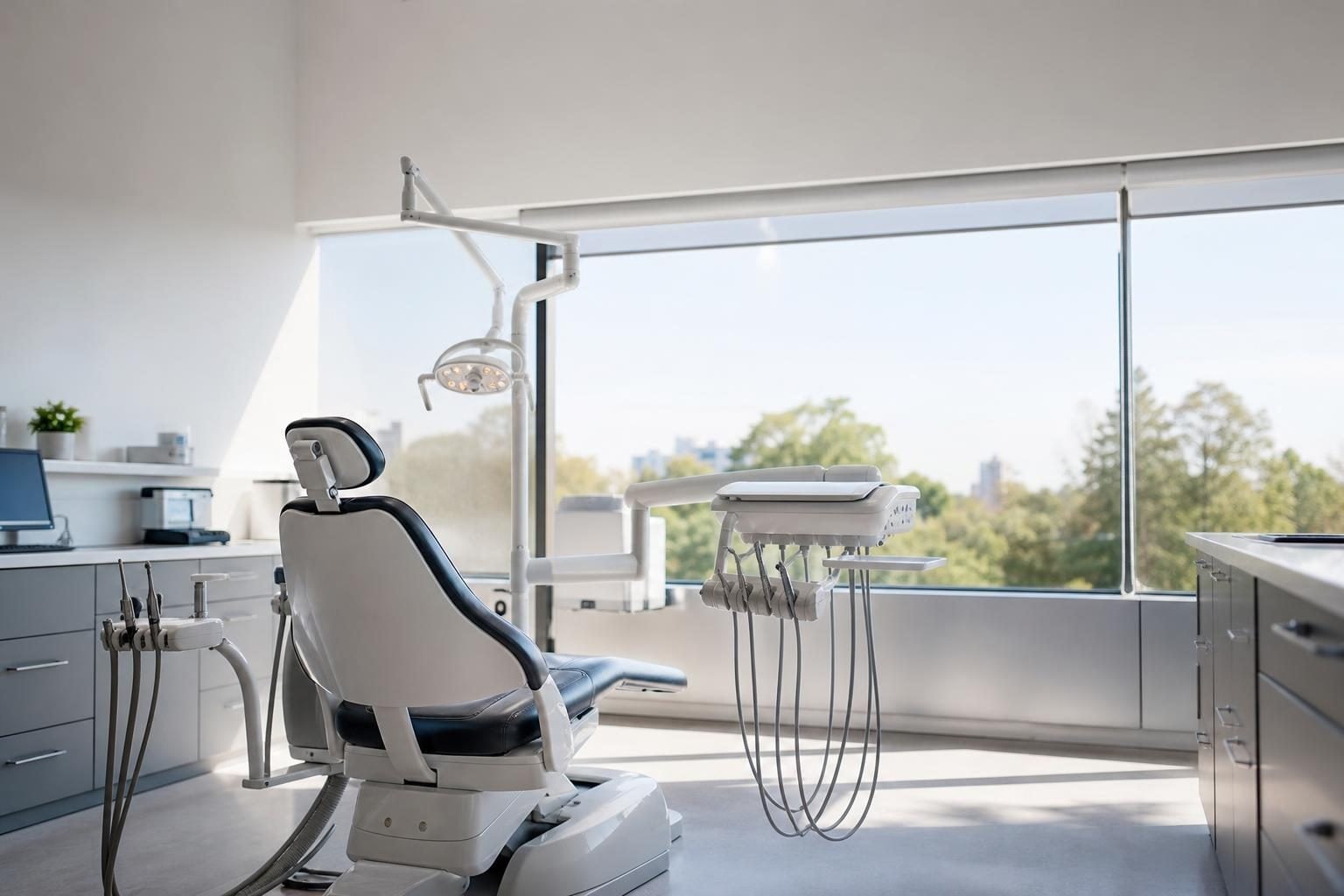 Dental operatory chairs at a commercial worksite, illustrating dental equipment financing terms