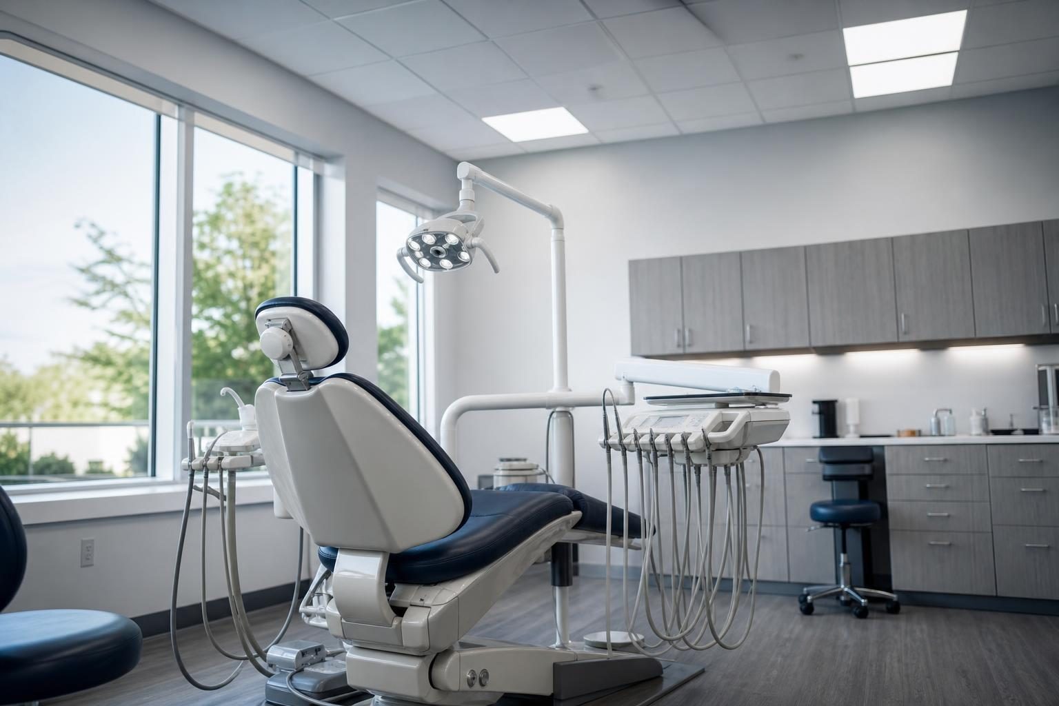 Used dental chair at a commercial worksite, illustrating dental equipment financing used