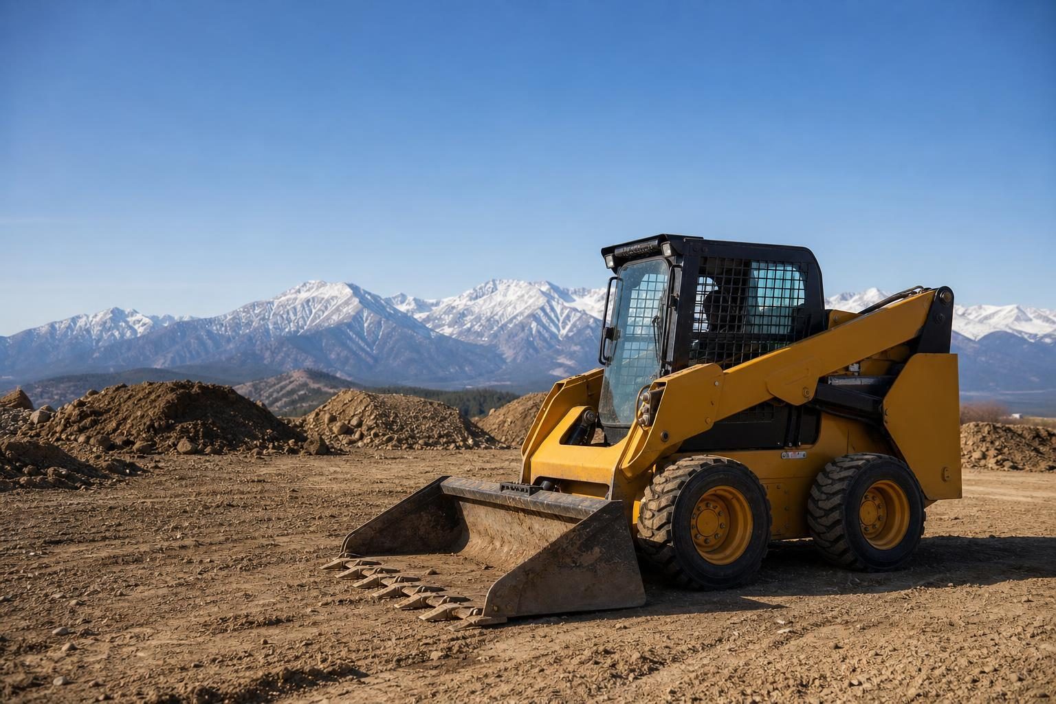 Skid steer loader at a commercial worksite, illustrating equipment financing in colorado: rates, terms and how to qualify