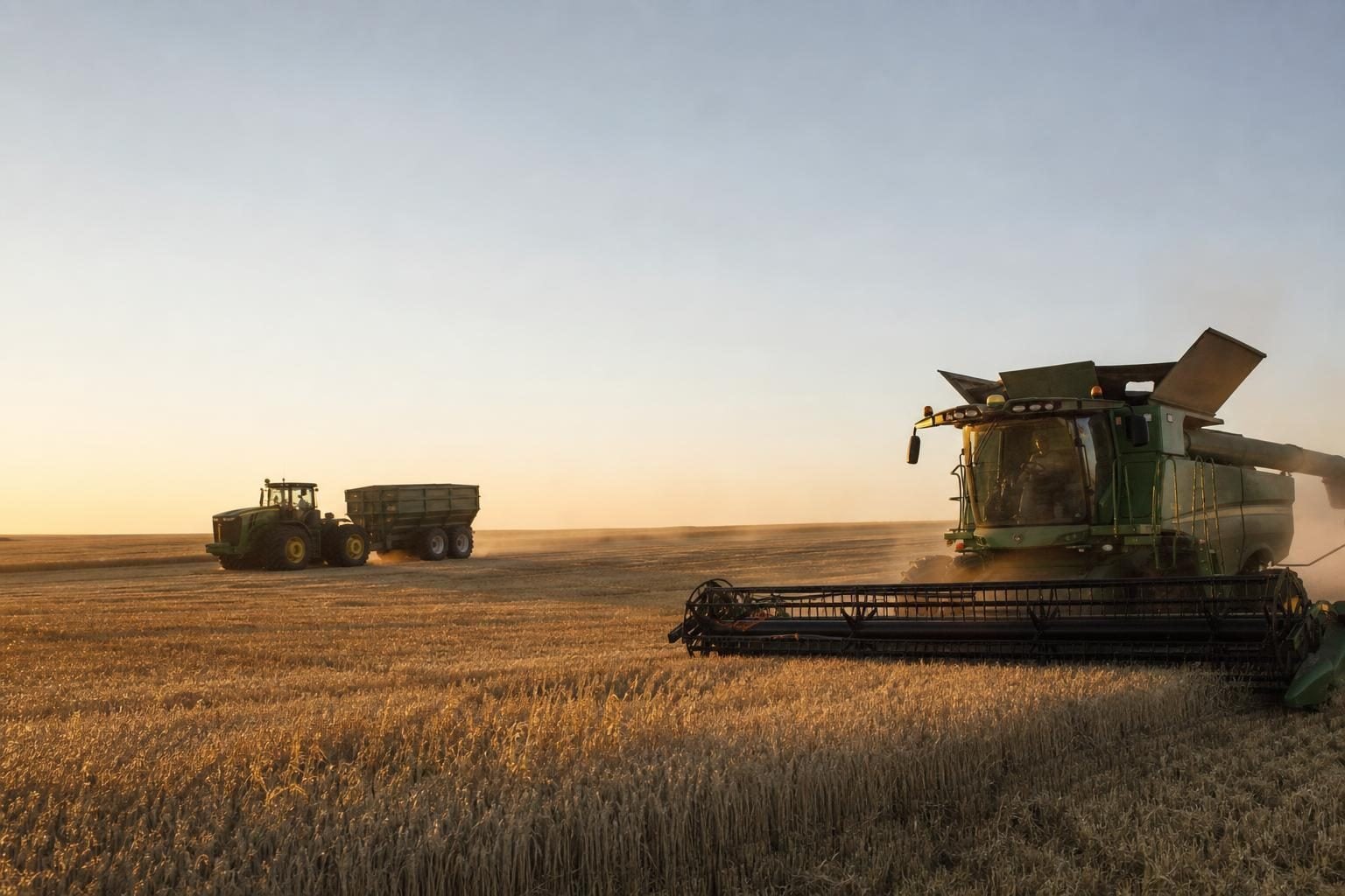 Combine harvester at a commercial worksite, illustrating equipment financing in kansas: rates, terms and how to qualify