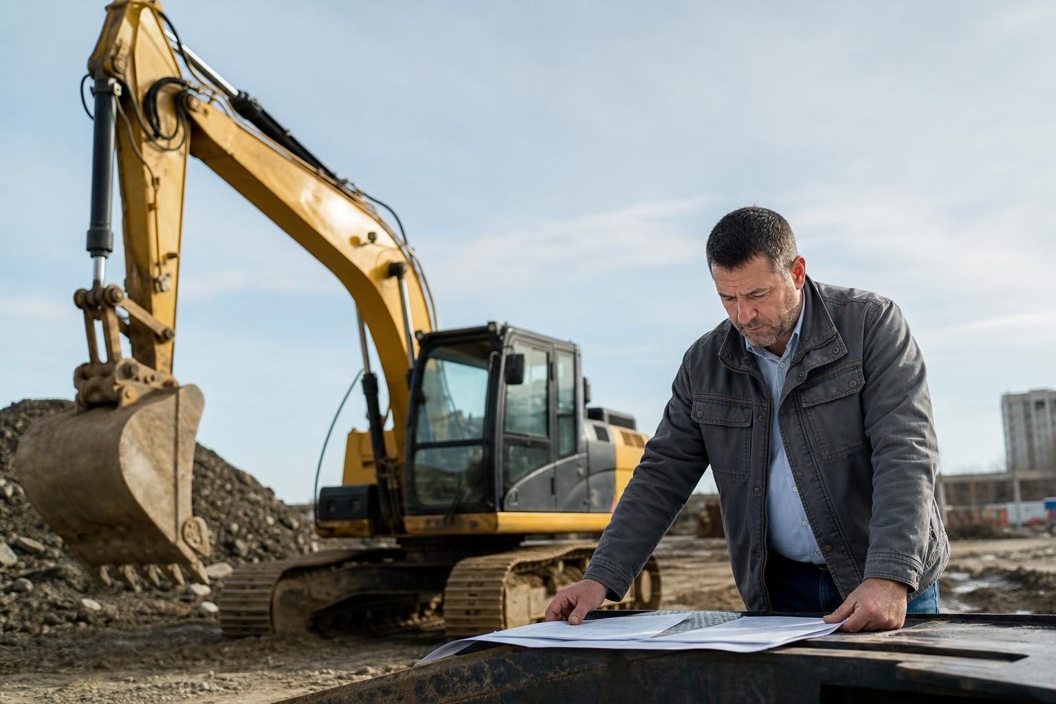 Heavy equipment at a commercial worksite, illustrating equipment loan vs merchant cash advance: which is right for your business?