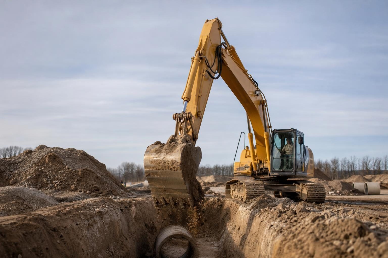 Excavator at a commercial worksite, illustrating excavators financing qualify for: what to expect