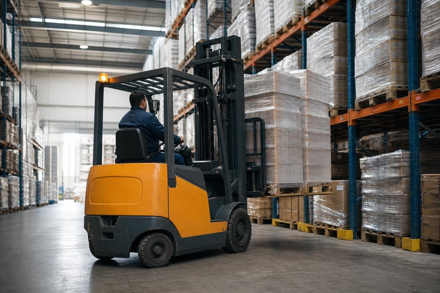 Forklifts at a commercial worksite, illustrating forklifts financing no money down: what to expect