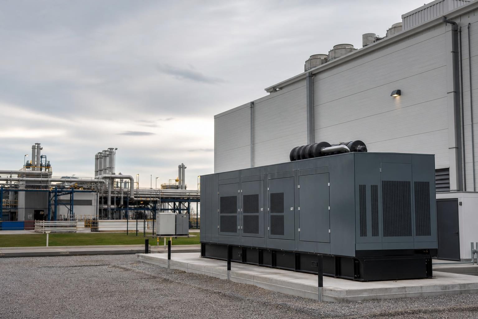 Commercial generator set at a commercial worksite, illustrating generator set financing qualify for: what to expect