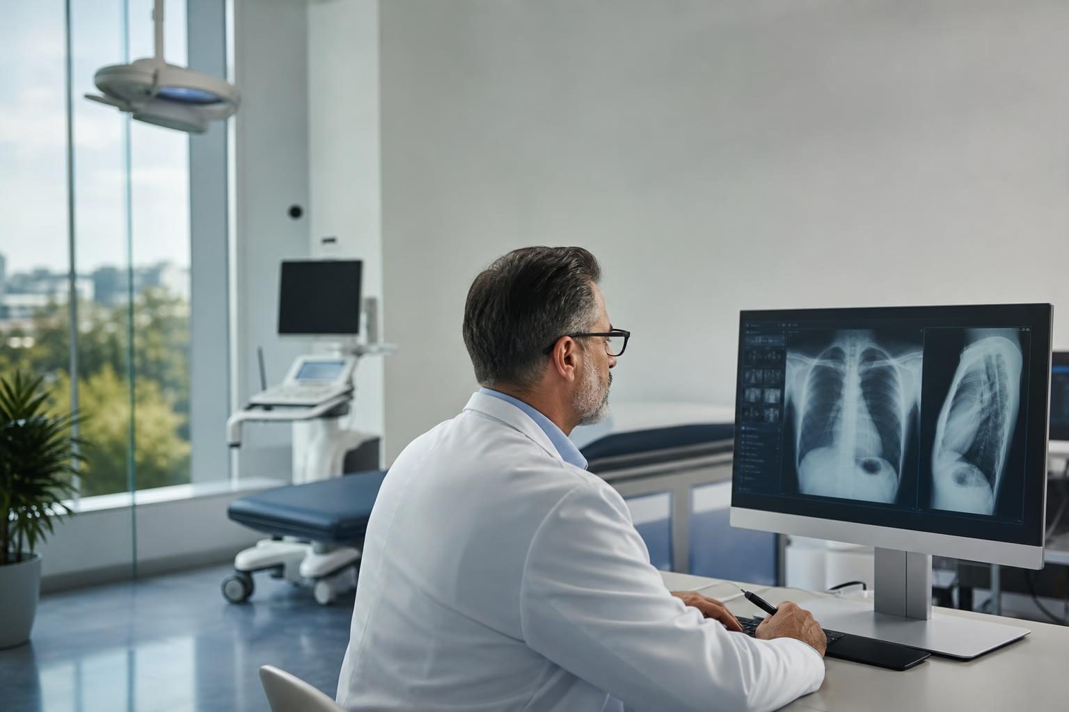 Medical diagnostic equipment at a commercial worksite, illustrating healthcare equipment financing for small business
