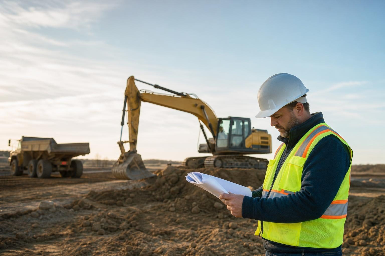 Construction equipment financing at a commercial worksite, illustrating no money down equipment financing: complete guide