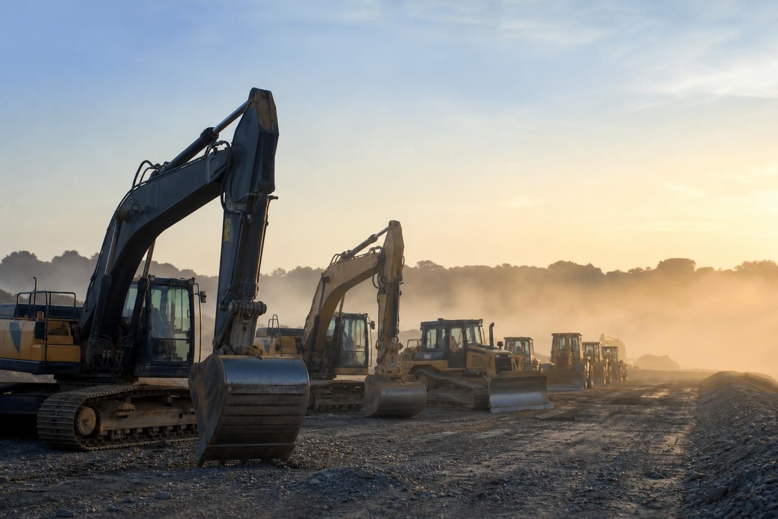 Heavy construction equipment at a commercial worksite, illustrating operating lease vs capital lease: which is right for your business?