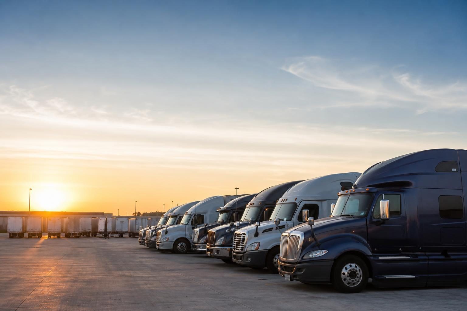 Semi trucks at a commercial worksite, illustrating semi trucks financing in north carolina