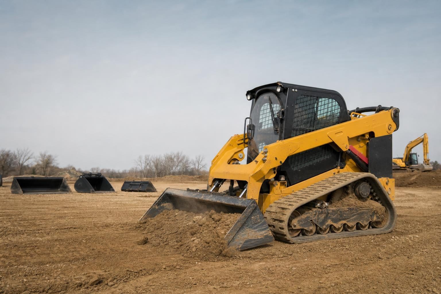 Skid steer loader at a commercial worksite, illustrating skid steers financing qualify for: what to expect