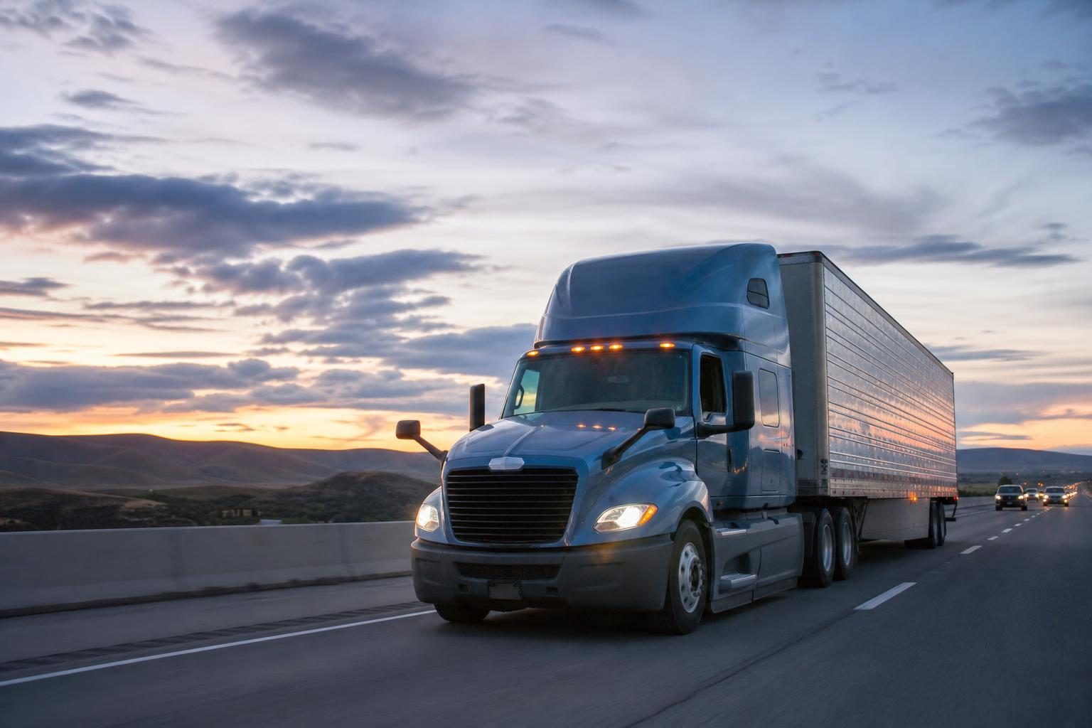Semi-truck at a commercial worksite, illustrating transportation equipment financing requirements