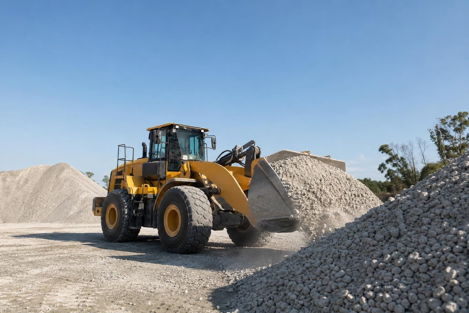 Wheel loader at a commercial worksite, illustrating wheel loaders financing in florida