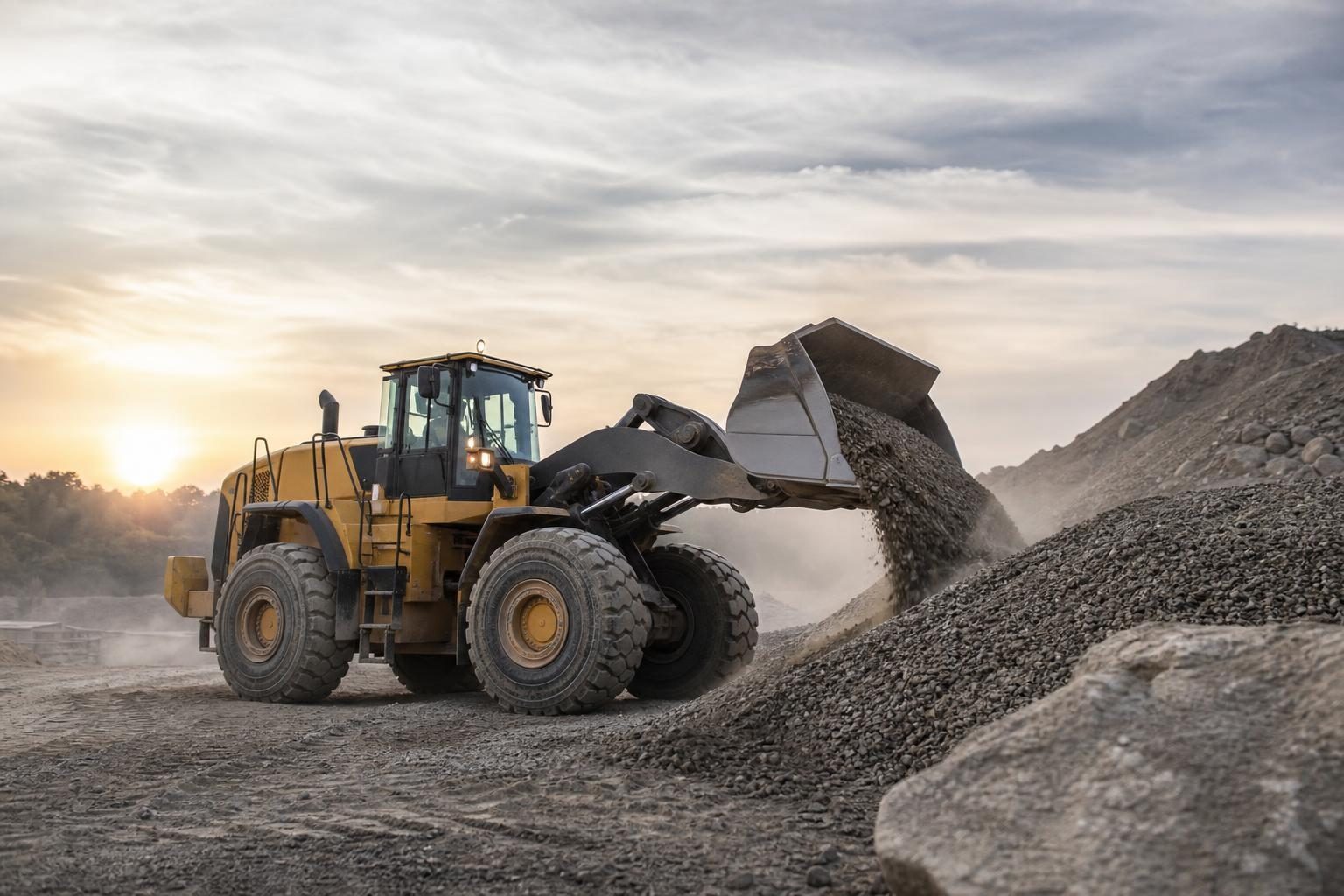 Wheel loader at a commercial worksite, illustrating wheel loaders financing rates: what to expect