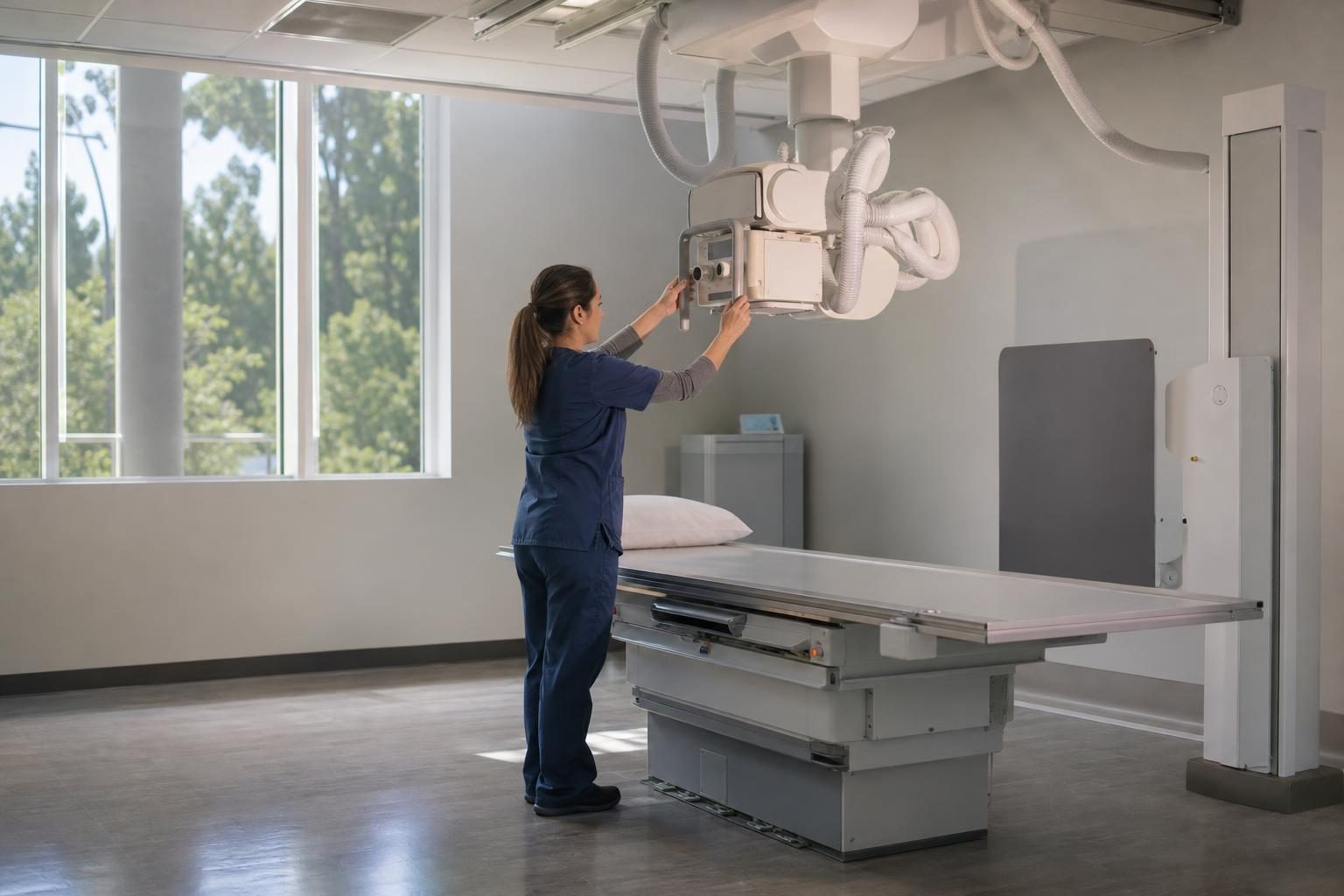 Refurbished digital x-ray machine at a commercial worksite, illustrating x ray machine financing used: what to expect