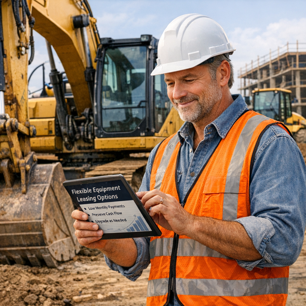 Construction Owner Evaluating Leasing Options Near Heavy Machinery